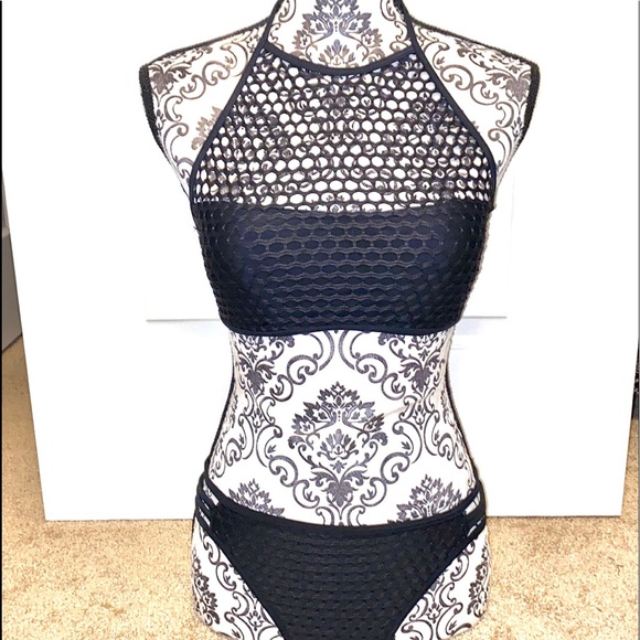 Gossip Mesh Fishnet Halter Bikini - Picture 1 of 14
